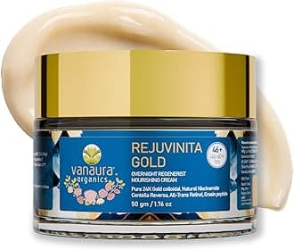 Vanaura Organics Rejuvinita Gold 46+ | Overnight Cream for Glowing Skin | Anti Ageing Night Cream for Women and Men | Pigmentation & Wrinkles |Tanning & Dullness | for 46-60 Age groups
