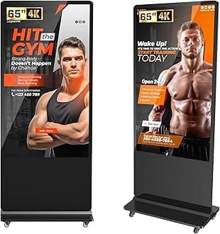 65 Inch Digital Signage Display, LCD Screen Digital Kiosks & Interactive Displays 4K Totem Floor Standing Auto AD Player with USB/HDMI/WiFi Android OS