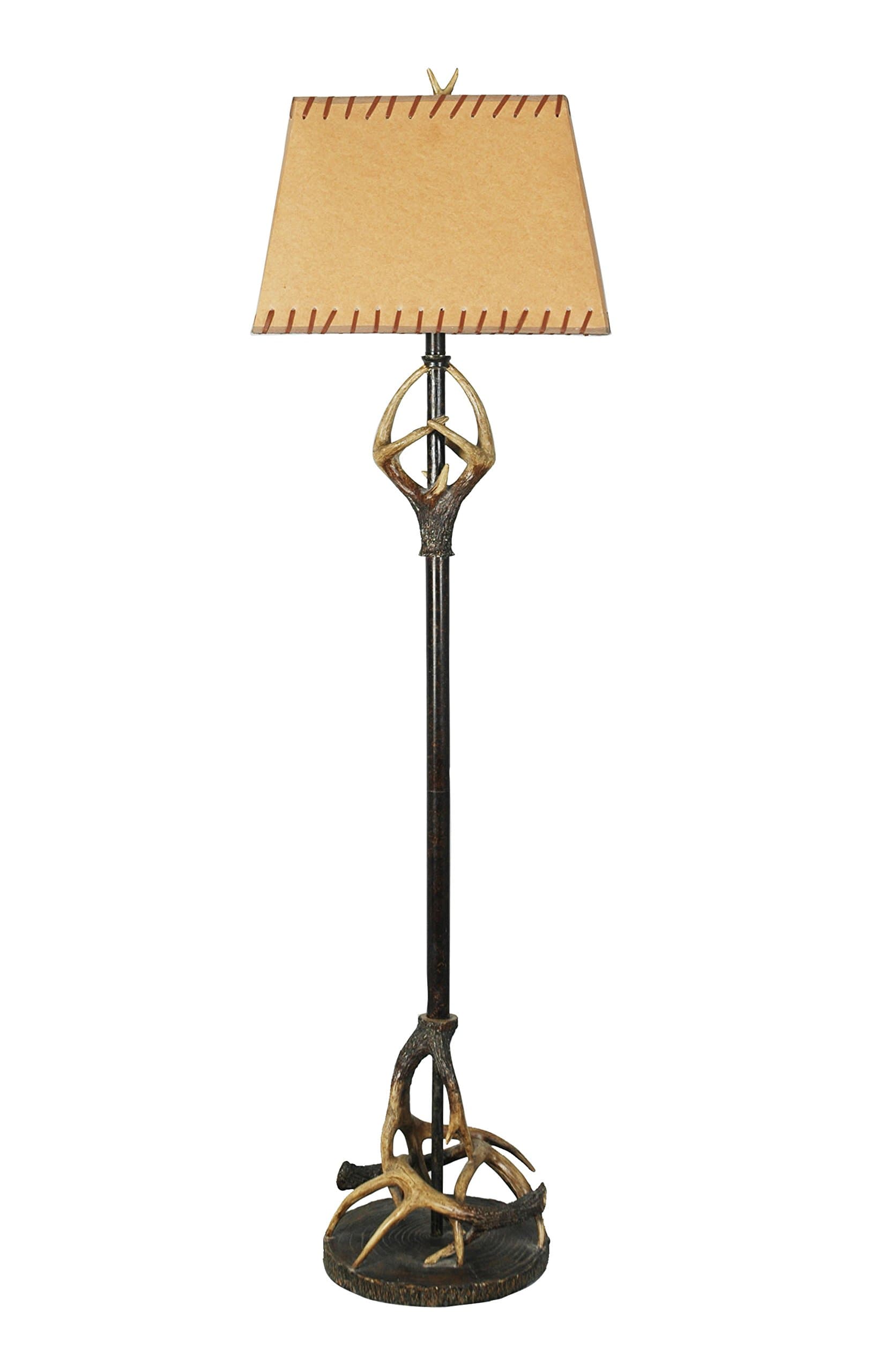 LPS-091 Polyresin Floor Lamp, Antler/Tree Bark