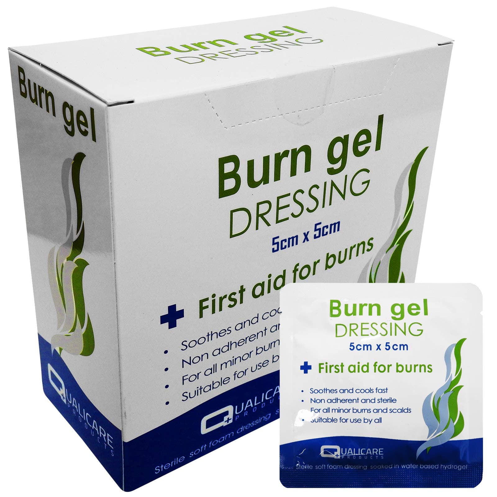 10 Pack Qualicare 5cm x 5cm Small Non Adherent First Aid Burns Scalds Dressings