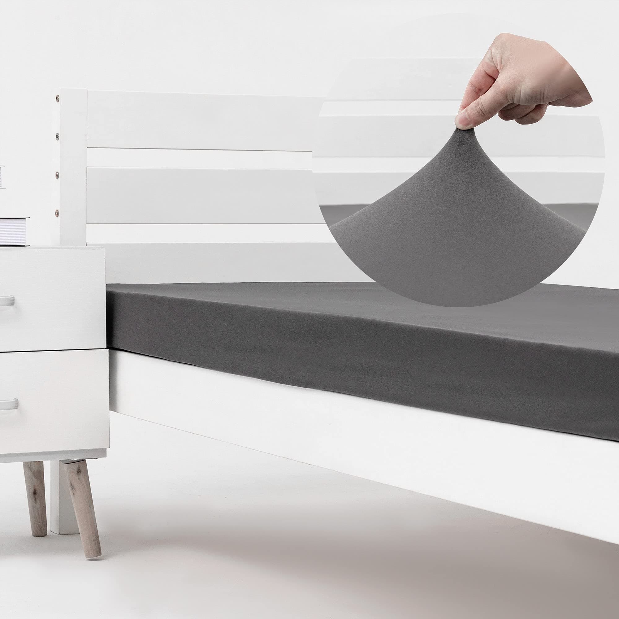 N&Y HOME Cot Size Fitted Sheet Only - Soft Stretch Jersey Knit RV Bunk Sheet & Snug Fit for Camper Bunks, Narrow Twin Mattress - Dark Gray, Bunk/Cot Twin