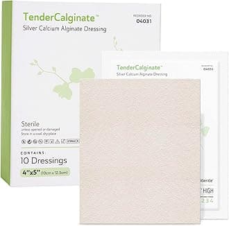 Silver Calcium Alginate Wound Dressings 4x5-10 Sterile Highly Absorbent Dressings for Moderate and Heavy Exudate - Good for Hospitals, Medical Facilities, and Nursing Homes