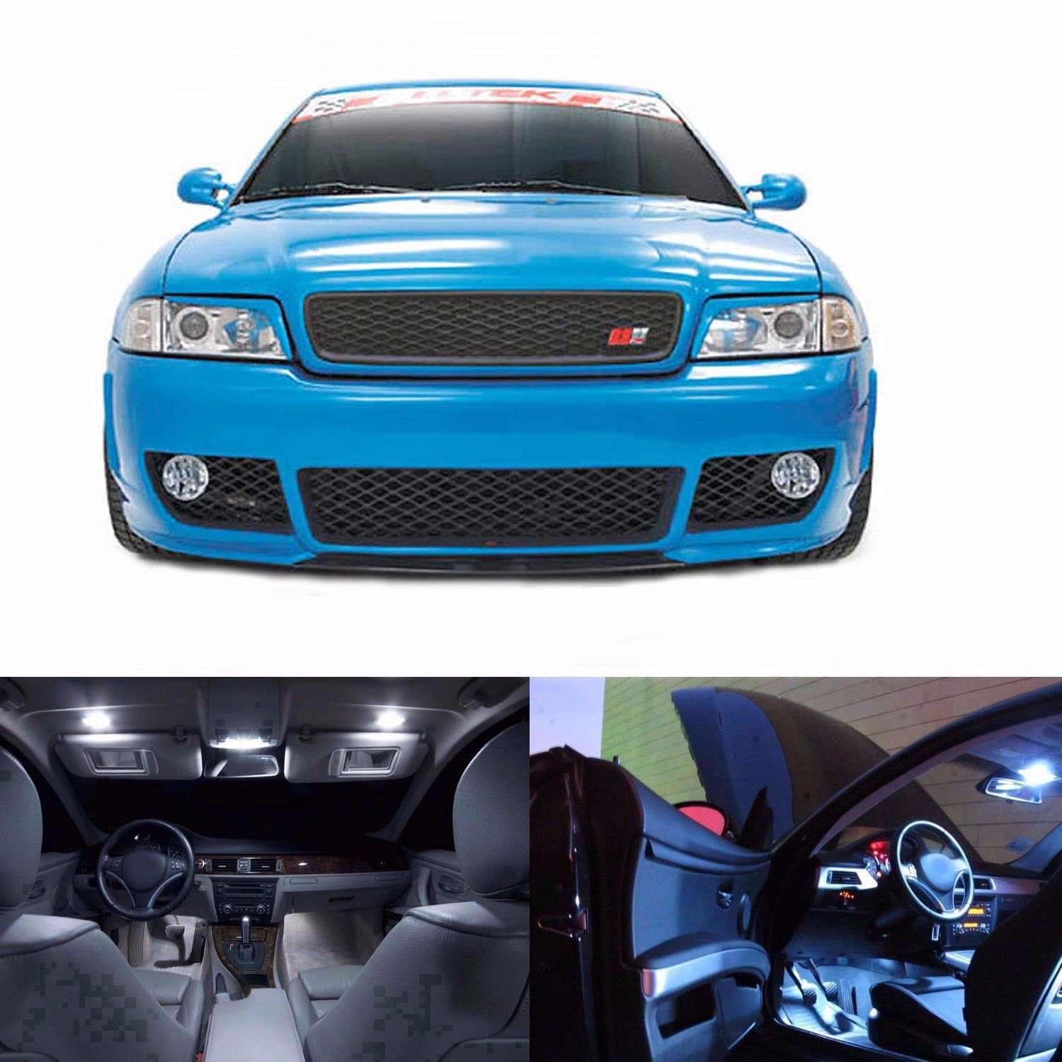Equinox Global LED White Lights Interior Package Kit Compatible with Audi A4 1998.5-2001 B5 Only - 20 LEDs
