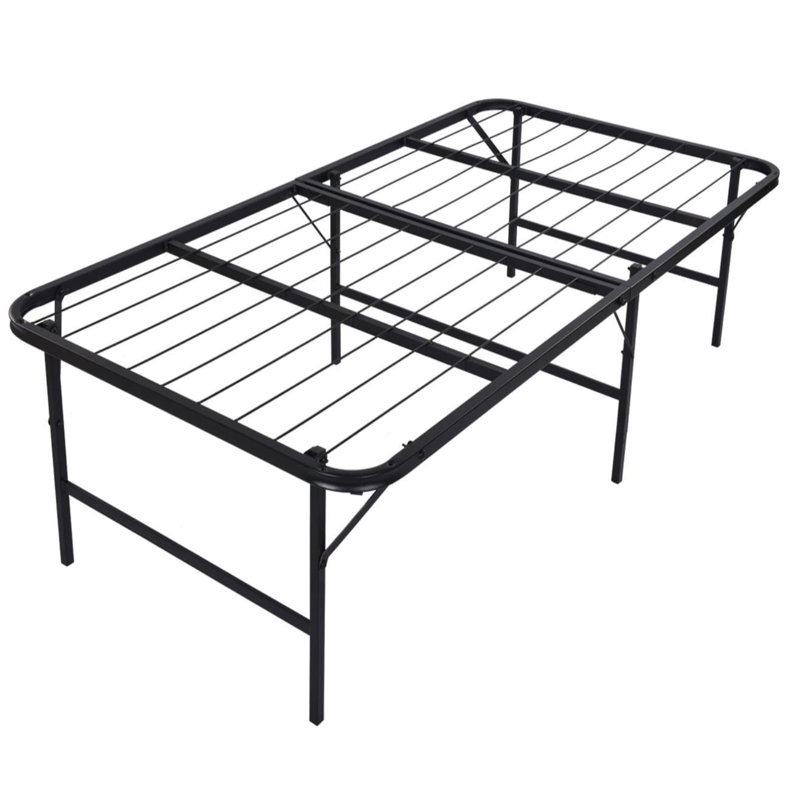 Platform Bed 17" H Steel Frame Heavy Duty Foldable Bedroom Storage Bi-fold Twin Size # 644