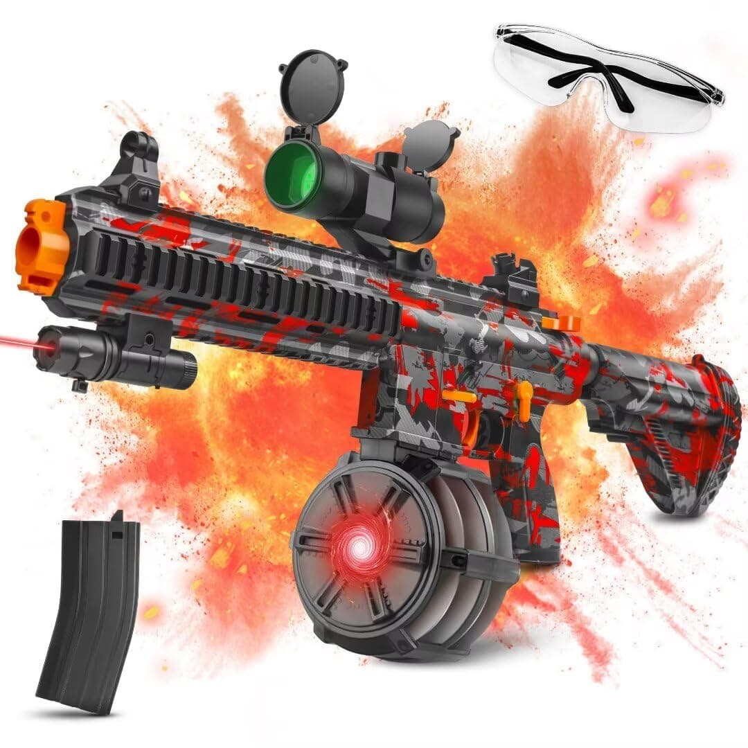 Large Gel Splatter Blaster for Orbeez with Goggles Suitable for Backyard Fun and Outdoor Team Shooting Games, Over 18+，Red