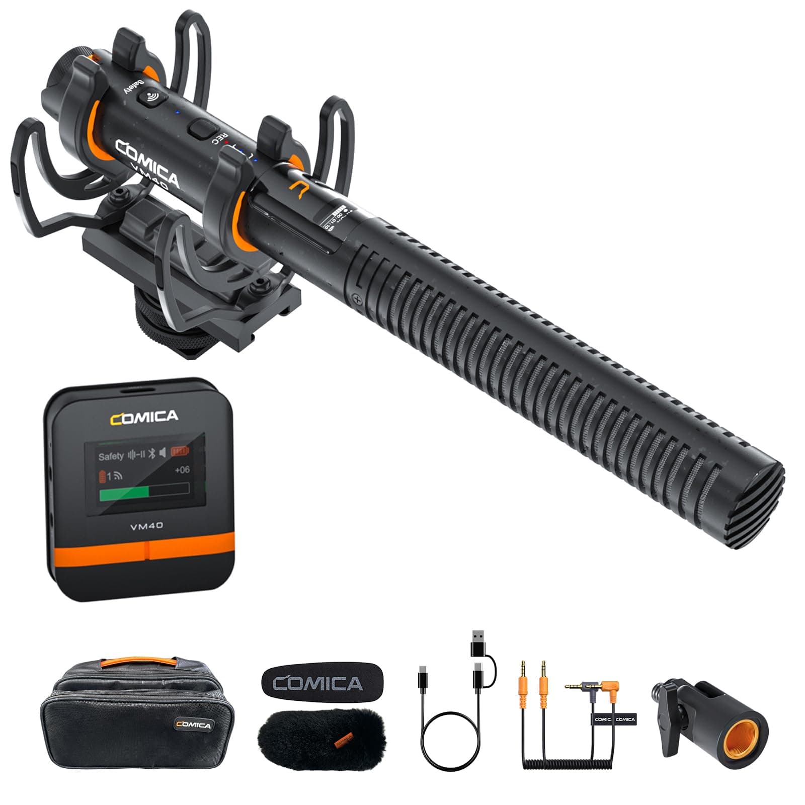 comica VM40 Shotgun Microphone with Wireless Modes, 48kHz/32-bit, 32GB Storage, Safety Audio Track, Super Cardioid Camera Mic for Filmmakers, Vloggers - Wireless Mic for Camera, Smartphone, PC