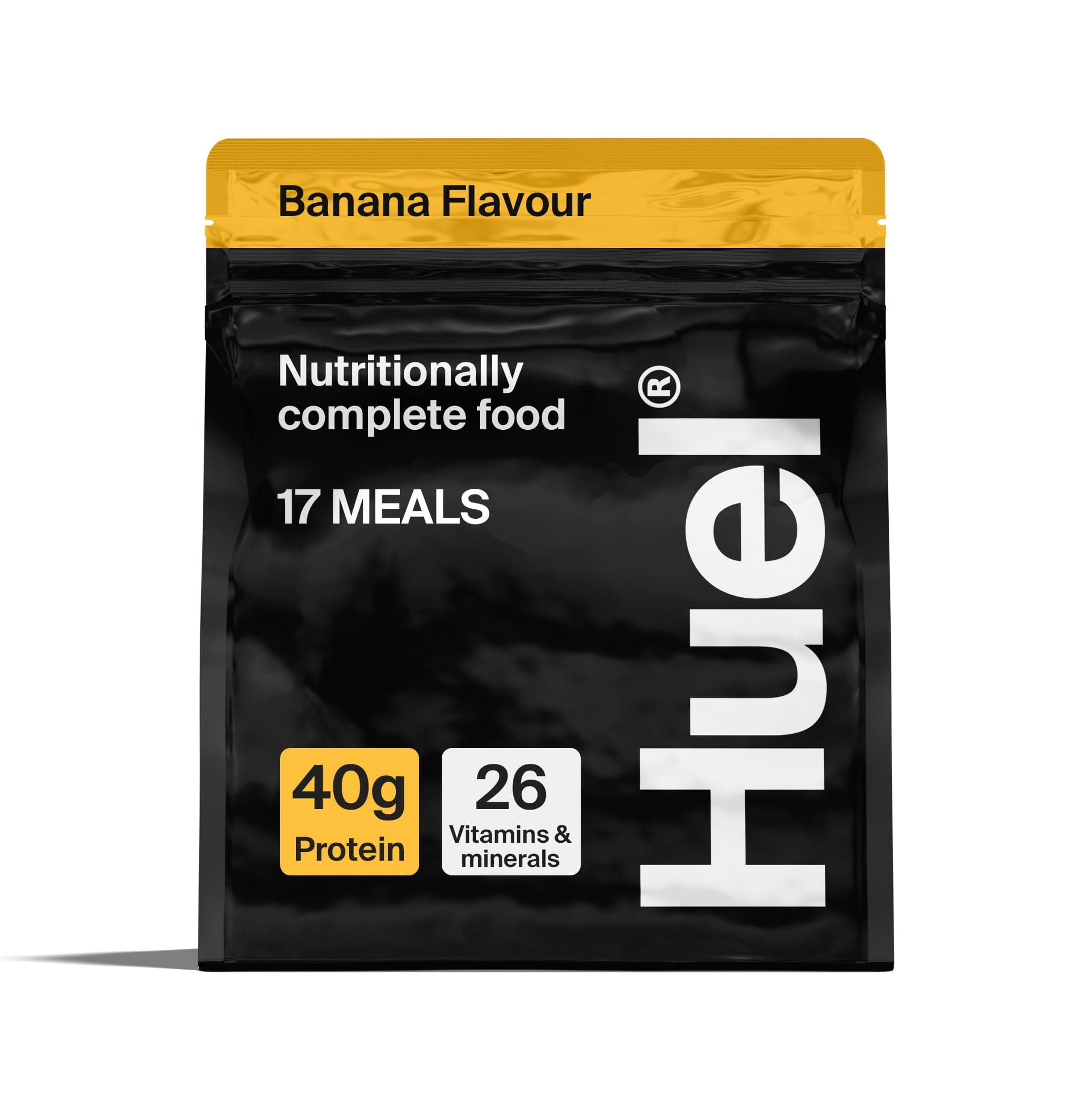 Huel Black Edition High Protein Complete Meal Replacement, 17 Meals, Banana Flavour, 40g of Protein Per Serving, Ready Meals, Vegan Protein Powder, Gluten-Free, Non-GMO