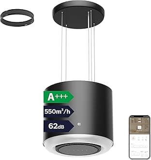 Ciarra Island Cooker Hood 48cm 550m³/ h Airflow CBCB4838 WiFi APP Touch Control Ceiling Hood 4-Speed with Booster Recirculating Kitchen Extractor Fan