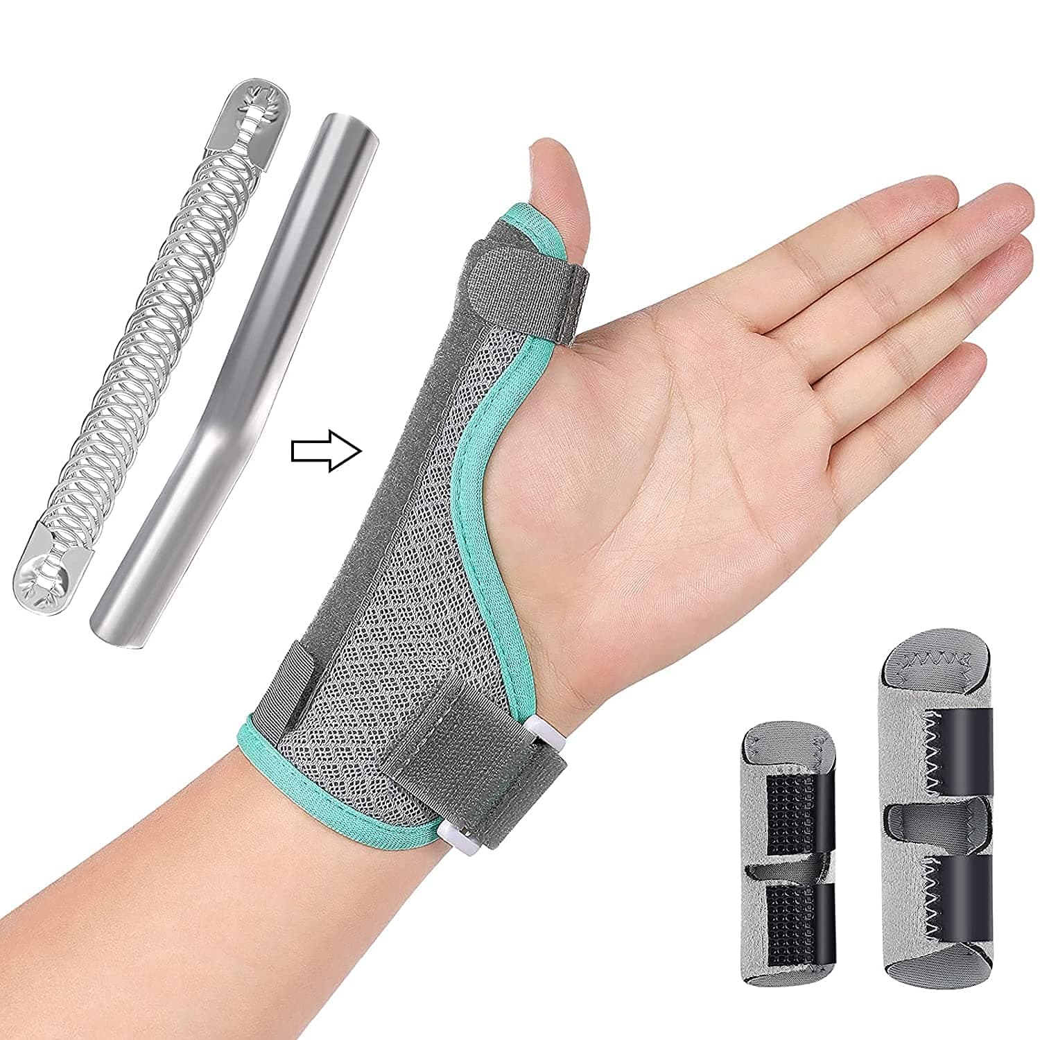 MAKINGTEC Thumb Support Brace with 2 Pieces Finger Splint Thumb Splint and Wrist Stabilizer Splint for BlackBerry Thumb Trigger Finger Arthritis, Tendonitis, Sprained and Carpal Tunnel Supporting