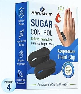 Sugar Control LI4 Acupressure Point Clip | Headache, Migraine &Tension Relief | Light Weight Handheld Massager Pack Fo 4, Black