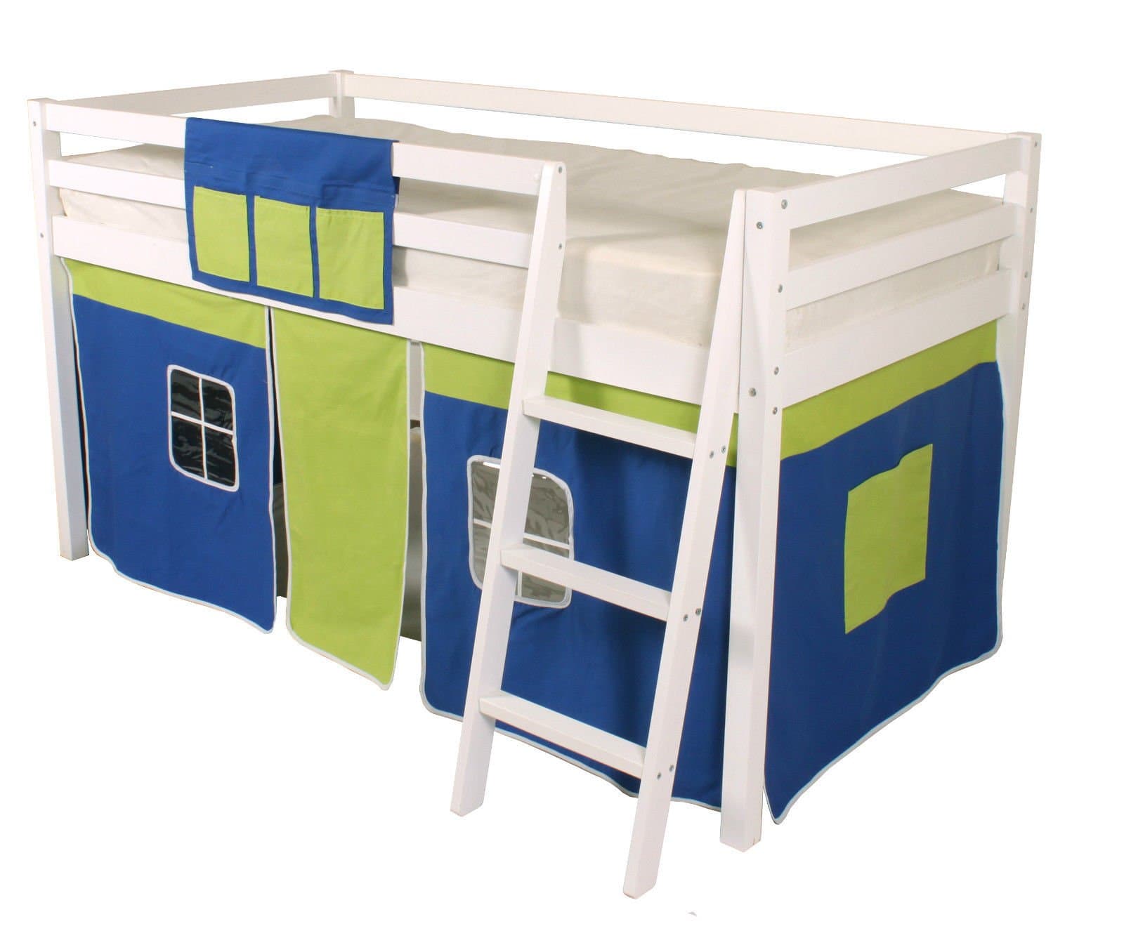 Cabin Bed Mid Sleeper Loft Bunk Tent - Curtain Only Blue/Green