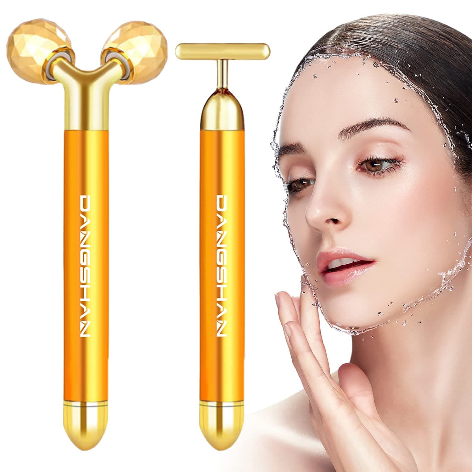 DANGSHAN 2 in 1 Beauty Face Roller 3D Roller and T Shape Facial Roller Kit Skin Care Tools
