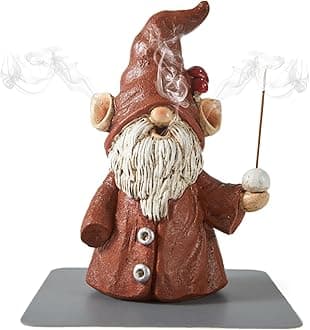 Cacukap Incense Holder for Sticks, Cute Gnome Statue Incense Cone Burner Ornaments, Adorable Gnome Home Decoration, Unique Gnome Stocking Stuffers for Women Men