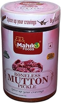 MAHIKA FOODS Andhra Style Homemade Fresh Boneless Mutton Pickle 250 Gram, Gosht Ka Achar Authentic Taste of Tradition, Spicy, with No Added Preservatives…