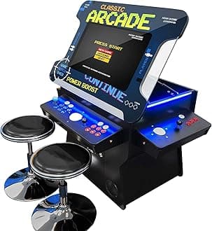 - Creative Outdoor Distributor Arcades Full Size Commercial Grade Cocktail Arcade Machine | 2 Player, 1162 Games Kid, 26" LCD Lifting Screen | 3 Sided | 4 Sanwa Joysticks |Trackball | 2 Stools Included
