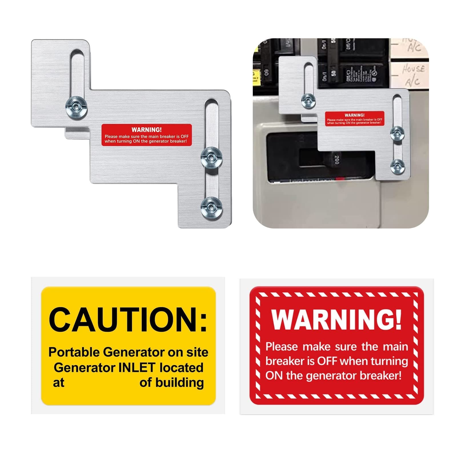 Generator Interlock Kit Replacement for Eaton Cutler Hammer Challenger BR Series 150 and 200 Amp Panels, Interlock Breaker Kit, 1 1/4 to 1 1/2 Inches Spacing Between Main and Generator Breaker