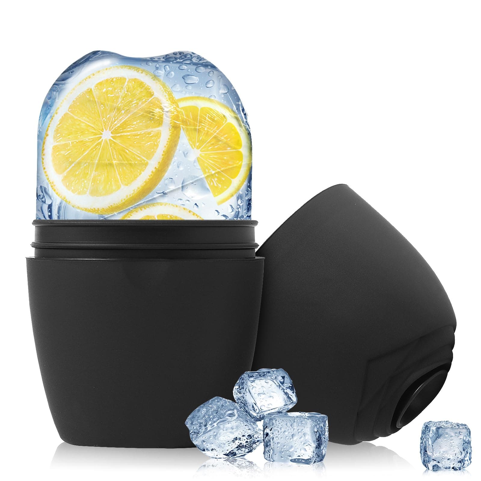 Ice Roller for Face, Evmliy Food-Grade Silicone Ice Roller Facial Ice Mold to Brighten Skin Enhancing Natural Glow, Reusable Ice Roller for Eye Puffiness Relief , Face Roller Skin care for Neck, Black