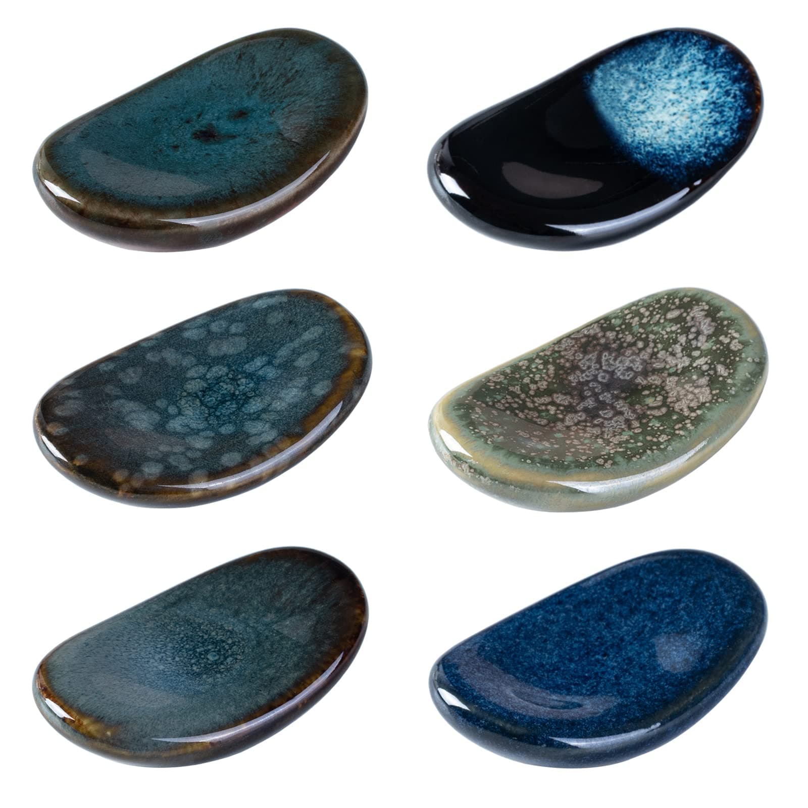 Ceramic Chopsticks Holder Chopstick Rest Spoon Fork Stand Holder Set of 6, Multicolour