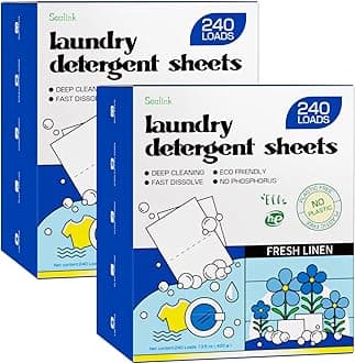 Soulink Laundry Detergent Sheets, 480 Loads (2 Pack) - Eco-Friendly, Plant-Based, Hypoallergenic, No Plastic Jug, Fresh Linen Scent