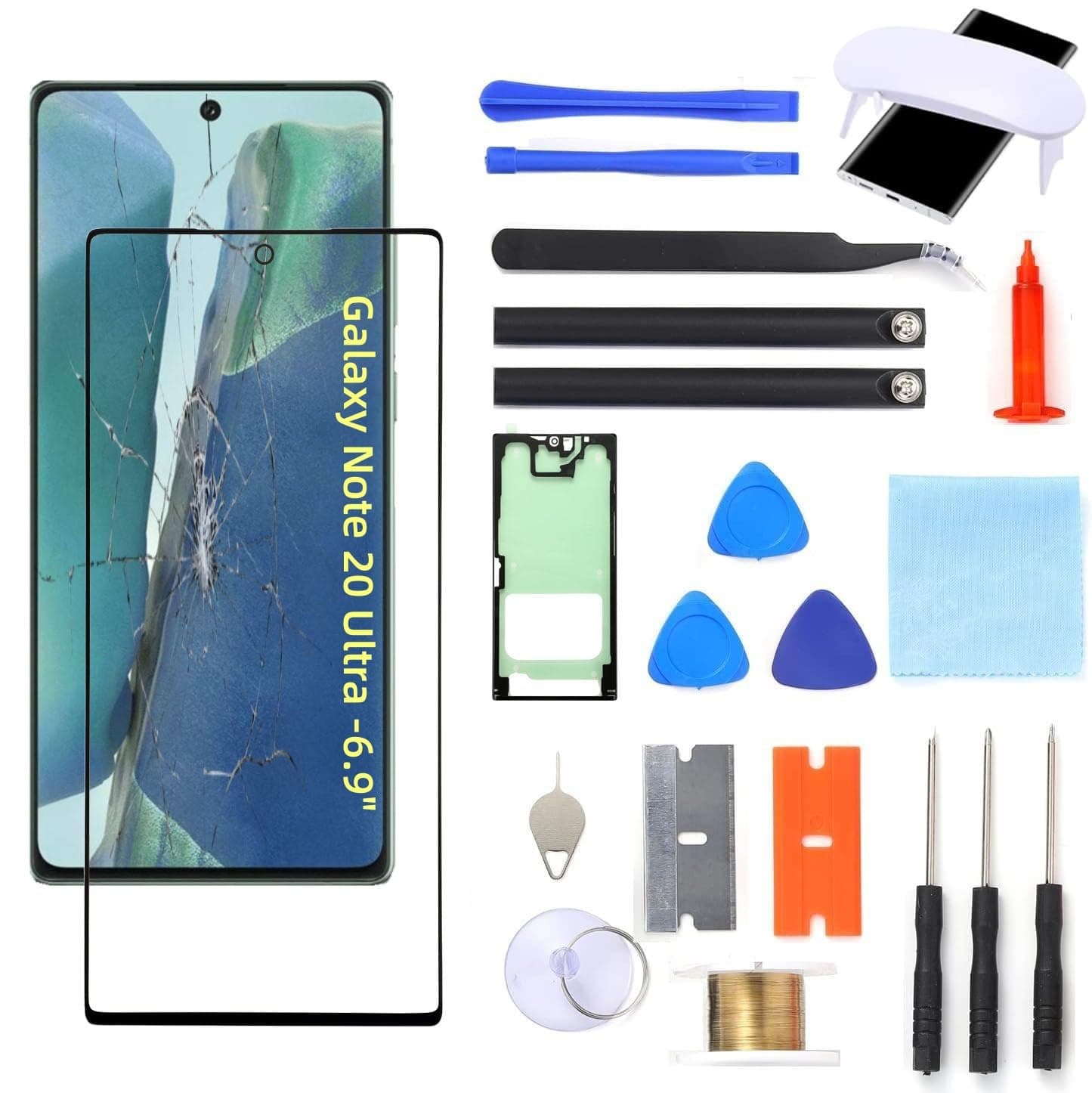 UYGHHK Note 20 Ultra Screen Replacement, Front Glass Outer Repair Kit Compatible with Samsung Galaxy Note 20 Ultra SM-N985F/SM-N986B Series 6.9"(No LCD & Touch Digitizer)