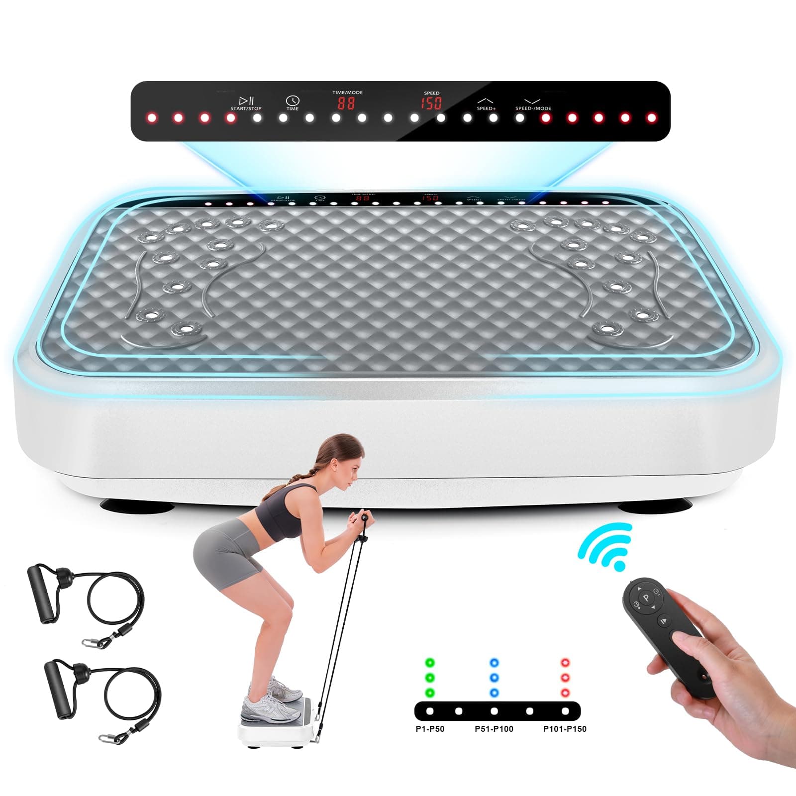 Vibration Plate Exercise Machine, Tawom Vibration Plate for Lymphatic Drainage, Whole Body Fitness Platform for Weight Loss, Body Toning, Dynamic Workout Lights, Home Gym Workout