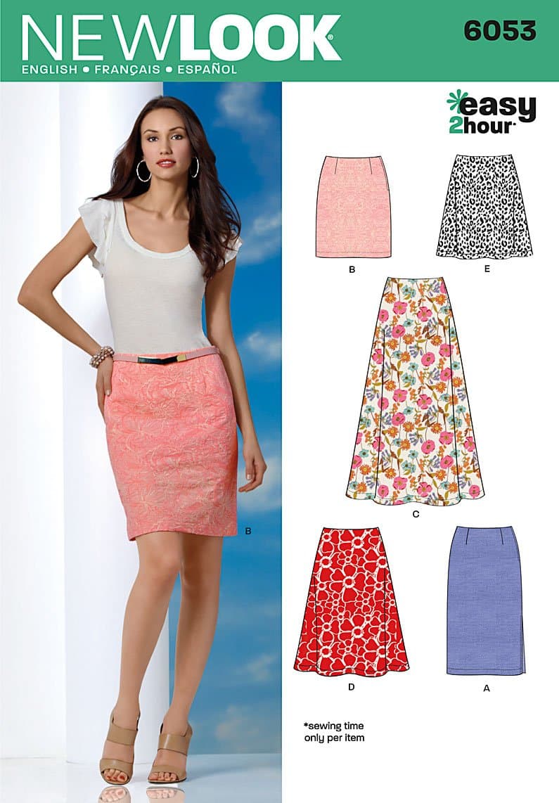 6053 Misses' Skirts Sewing Pattern, Size A (8-10-12-14-16-18)
