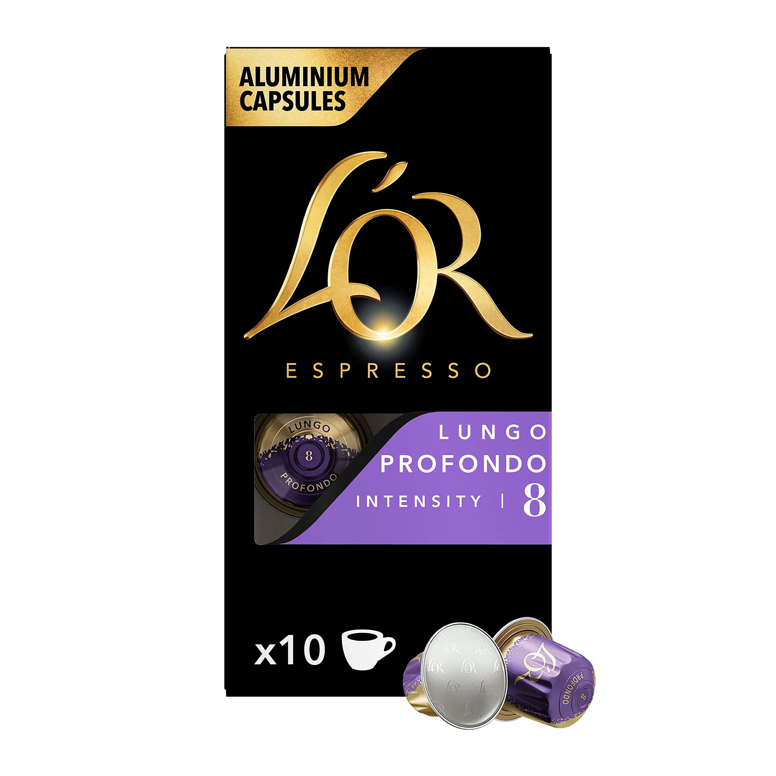 Espresso Coffee - Lungo Profondo - Core Collection - Intensity 8 - Medium Roast - 10 Aluminium Capsules Compatible with Nespresso Original Machine (Pack of 1)