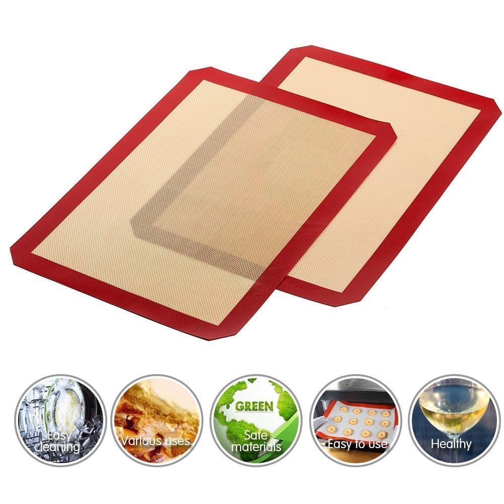2 Packs Silicone Baking Mat 16.5 x 11.6 inch Multipurpose Nonskid Non-Stick Cookie Sheet For Baking Roasting and Freezing.