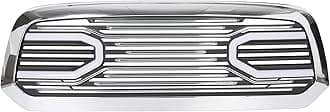 HECASA Chrome Front Big Horn Grille Replacement Shell Compatible with 2013-2018 Dodge RAM 1500 (W/Light)