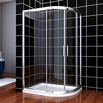 ELEGANT 900 x 800 mm Offset Quadrant Shower Enclosure 6mm Tempered Sliding Glass Cubicle Door