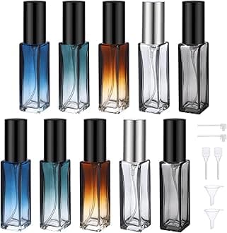 Segbeauty 10 Pack 0.34oz Empty Travel Cologne Sprayer, 10ml Multi-color Refillable Glass Perfume Atomizer Colorful, Portable Cologne Dispenser Spray Bottle Travel Size Sprayer Perfume Making Container
