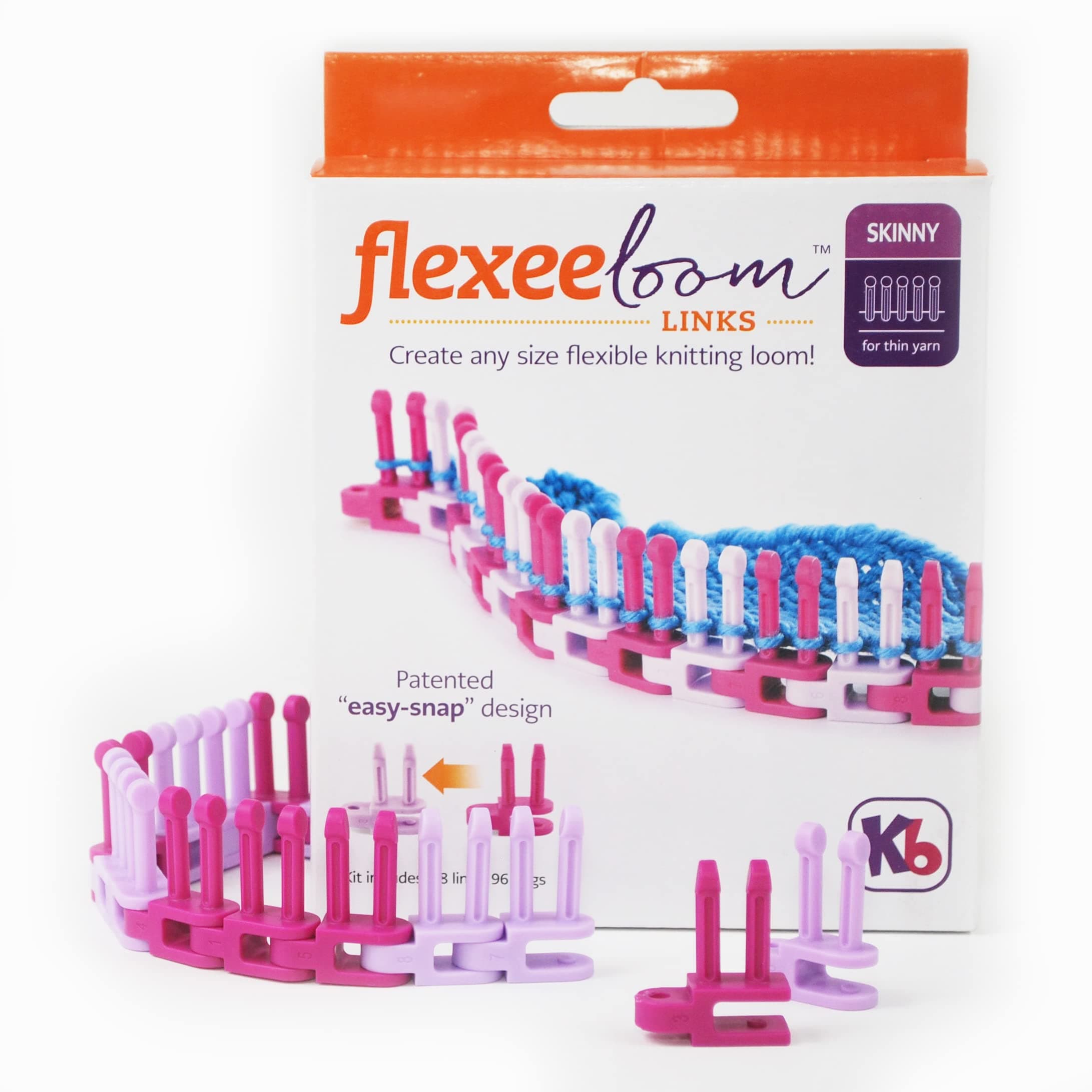 Authentic Knitting Board Flexee Loom Links Skinny, Small Gauge, for Thin Yarn, 48 Links, 96 pegs
