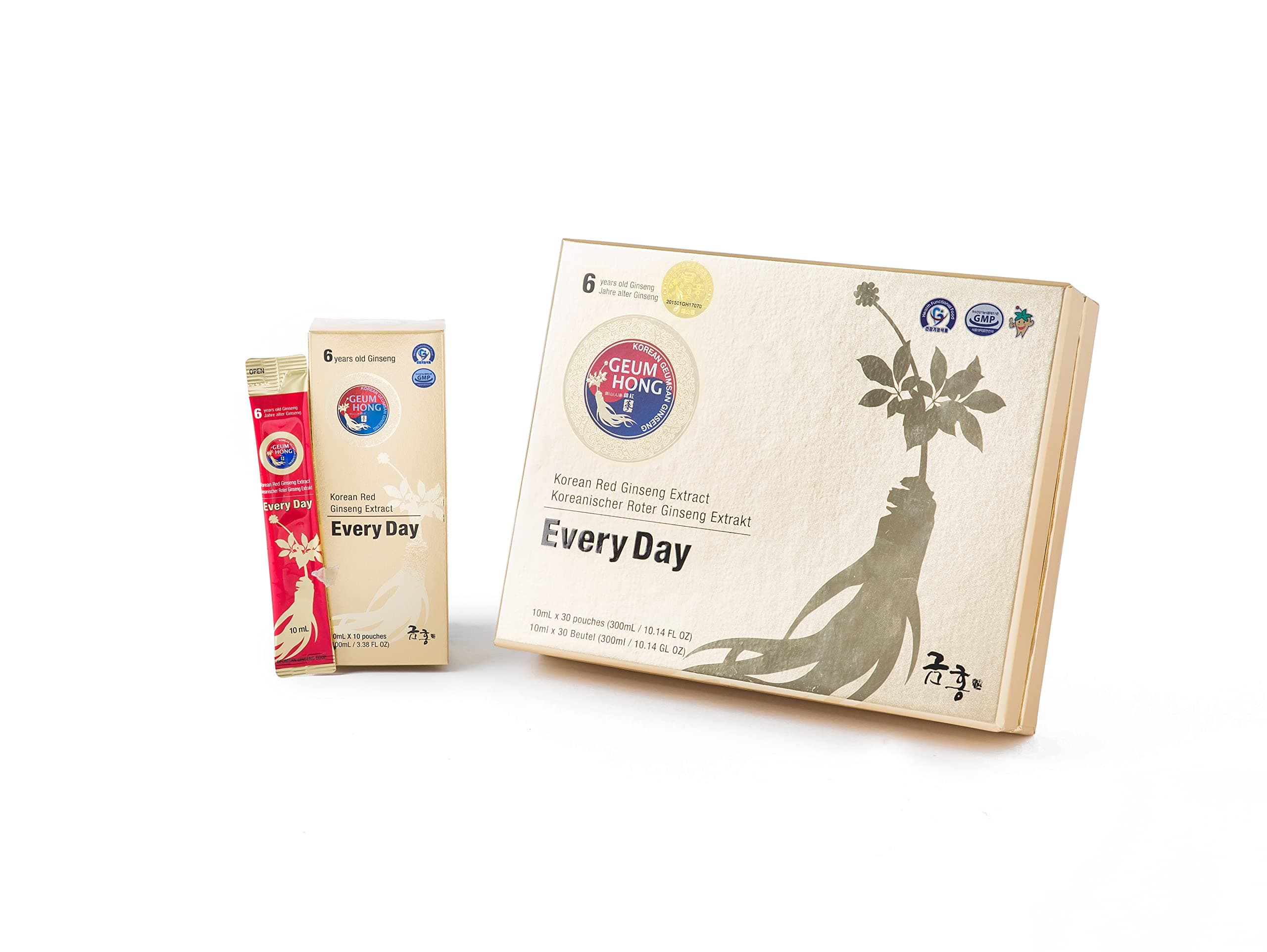 Korean Panax Red Ginseng Extract Everyday - Extra Strength Extract High Potency. Immune System, Promote Mental & Sex Health, 10mlX30 Pouches