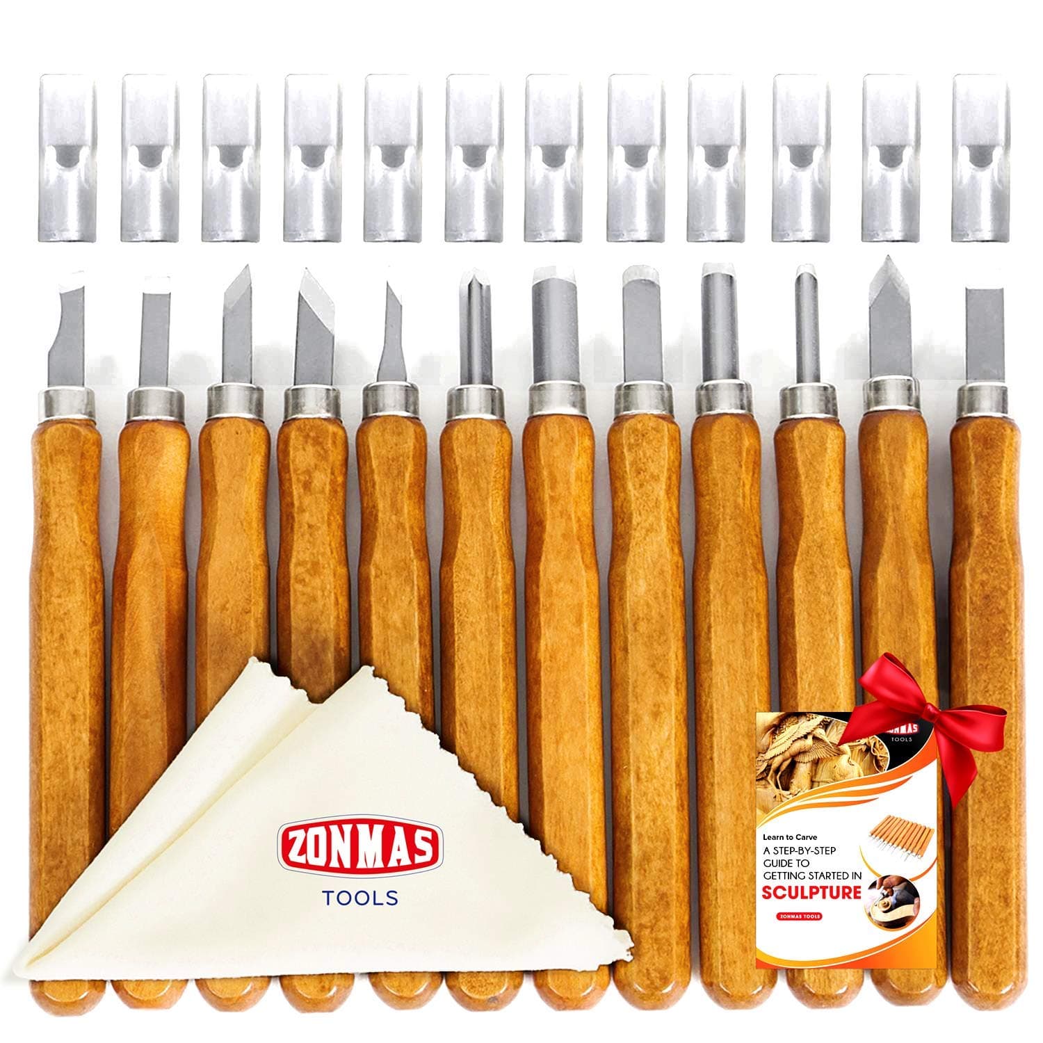 Wood Carving Tools Kit [Upgraded Version] Perfect for Pumpkin, Soap, Rubber and more, Best Small Wood Carving Tool Set for Kids & Beginners with Reusable Pouch, Wipe& Starter's Guide ebook