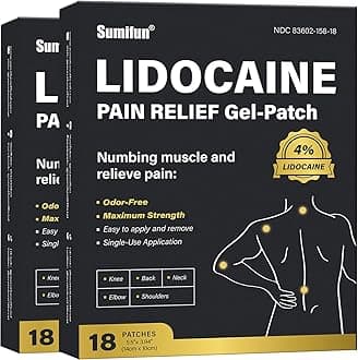 Sumifun 4% Lidocaine Pain Relief Patches - 36 Count Patches for Back, Shoulder, Muscle, Joints, Knee Pain Relief - Lower Back Pain Relief Products - Pain Patches Maximum Strength Lidocaine