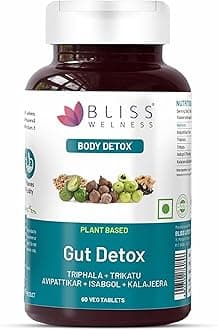 Bliss Welness Gut Detox | Trikatu, Isabgol, Triphala, Avipattikar, Kalajeera | Supports Digestion, Metabolism, Toxin Removal, Acidity & Gas Control for a Healthy Gut Cleanse – 60 Veg Tablets