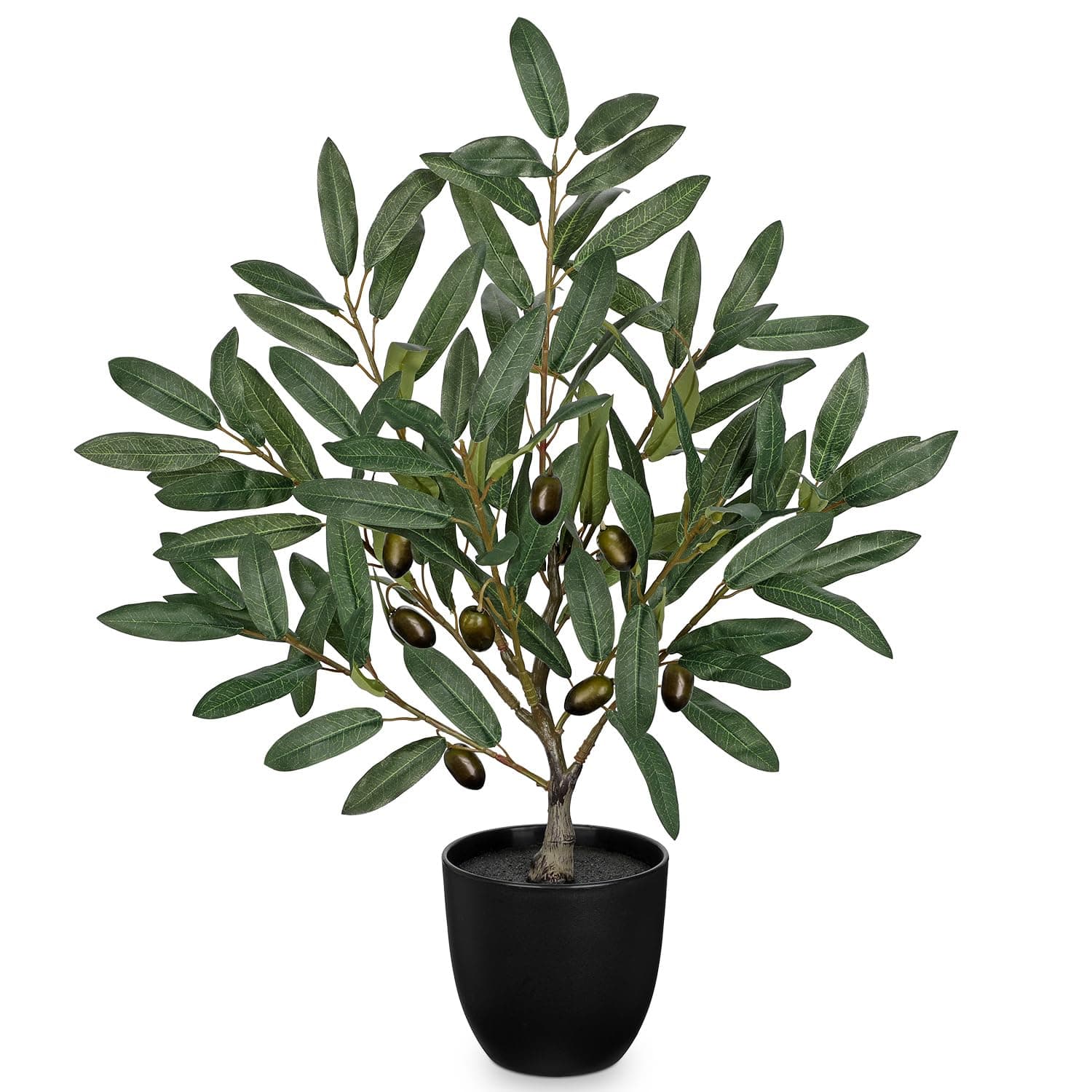 Briful Small Olive Trees Artificial Decor 19.6in Fake Olive Plant with Black Pot Decorative Olive Tree for Home Office Countertop Kitchen Table Farmhouse Decor