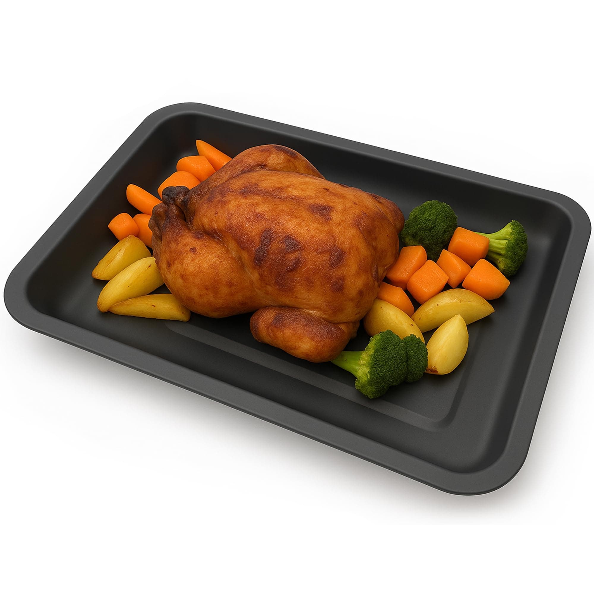 Roasting Pan, Large 39cm Roasting Tray, Deep Dish, Double Coated Non Stick, Long Lasting, Turkey Chicken Roaster, Made in UK, Black