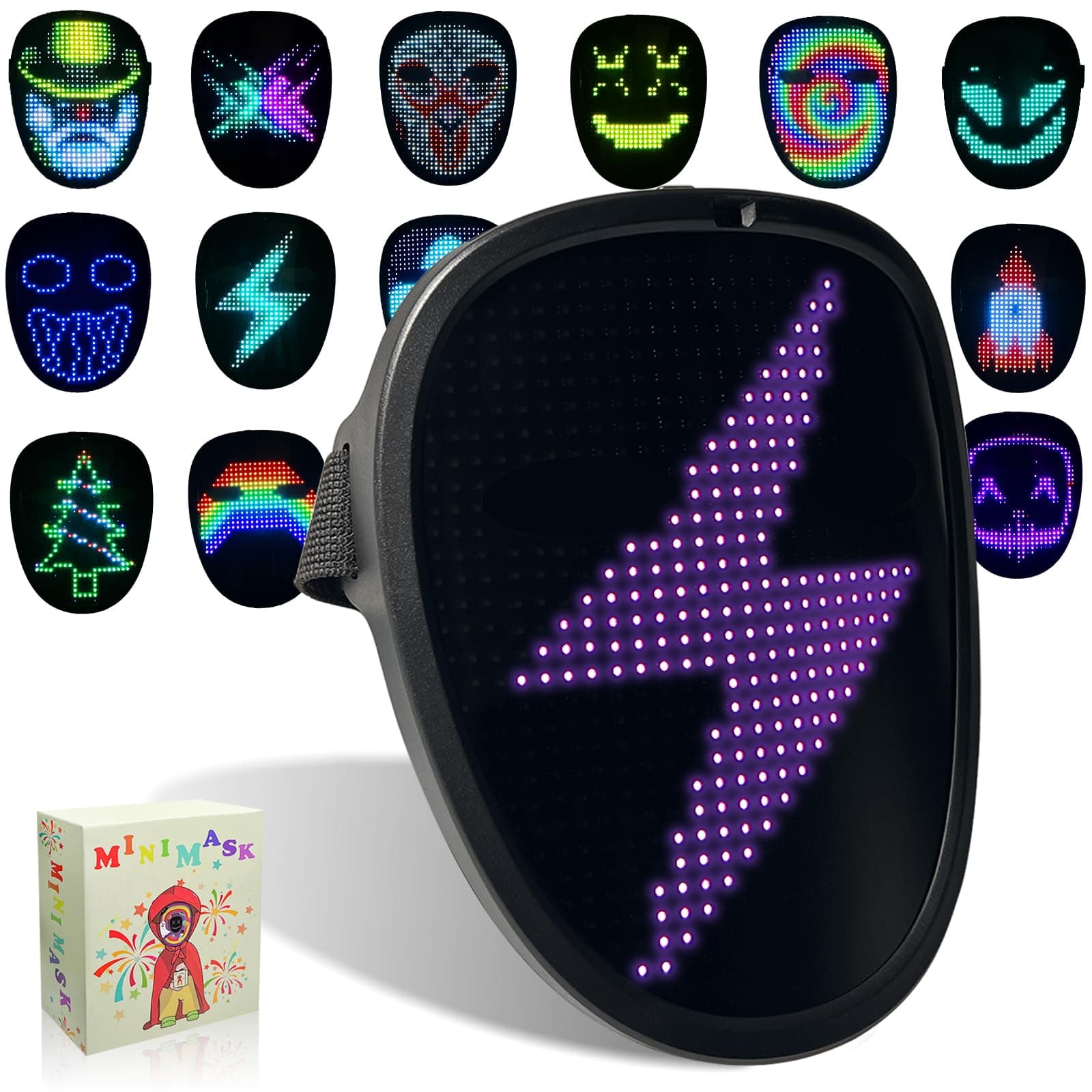 MOYACA Led Mask Light up Mask with Gesture Sensing, Cool Glowing Toys Masks Great Gift for Halloween Christmas Costume Party