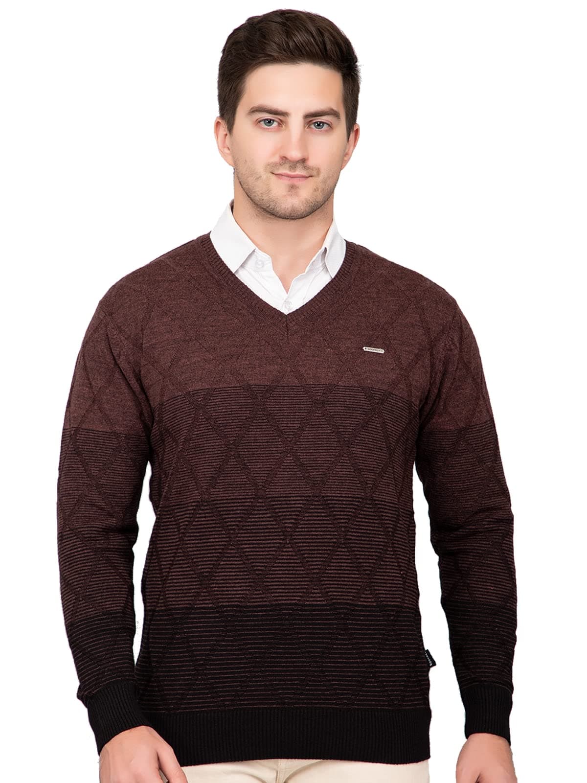 GODFREYThin and Warm V Neck Pullover Woolen Sweater for Men