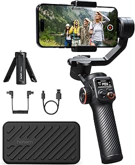 hohem iSteady M6 Gimbal Stabilizer for Smartphone, 2023 Upgrade 3-Axis Phone Gimbal for iPhone 14 Pro Max & Android, 360°Infinite Rotation, OLED Display for Video Recording