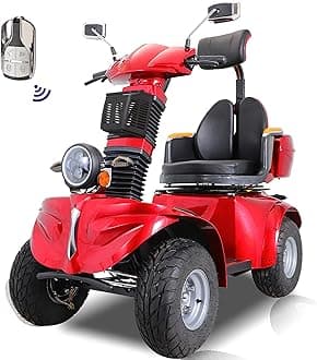 - Mobility Scooters for Seniors & Adults 600lbs Capacity, Heavy Duty 4-Wheel 3-Speed Electric Powered Wheelchair Device 1000W All Terrain, Elderly-Lockbox Adjustable Seat (DJD Red 1000W)