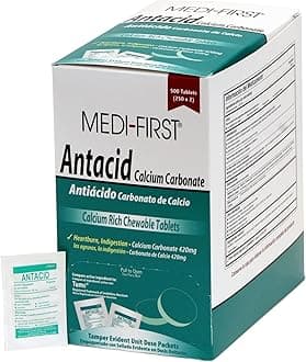 Medi-First 80213 Chewable Mint Antacid Tablets, 500 Count