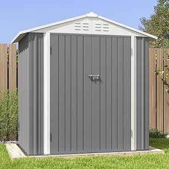 Patiowell 6x4 FT Outdoor Storage Shed, Water-Resistance Metal Outdoor Sheds with Vents & Lock, Garden Shed of Galvanized Steel for Lawn, Patio, Backyard Garden Tools, Bikes, Green