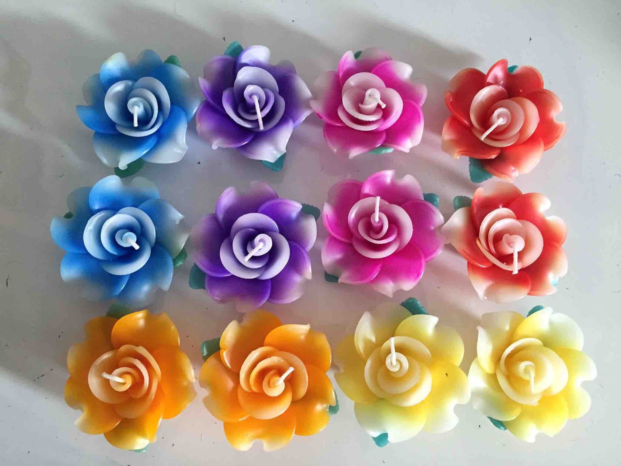 Wedding&spa Scented Rose-shaped Floating Candles(pack of 12),multi