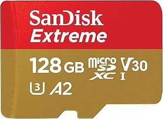 128GB Extreme microSDXC UHS-I Memory Card with Adapter - C10, U3, V30, 4K, 5K, A2, Micro SD Card - SDSQXAA-128G-GN6MA