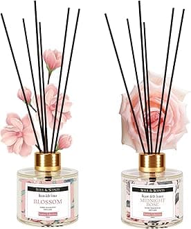 Soul & Scents Midnight Rose & Blossom Reed Diffusers Set for Home/Office/Gym/Yoga Fragrance | Aromatherapy | Mood Enhancer (Combo Pack) (RD_Combo10, Gold)