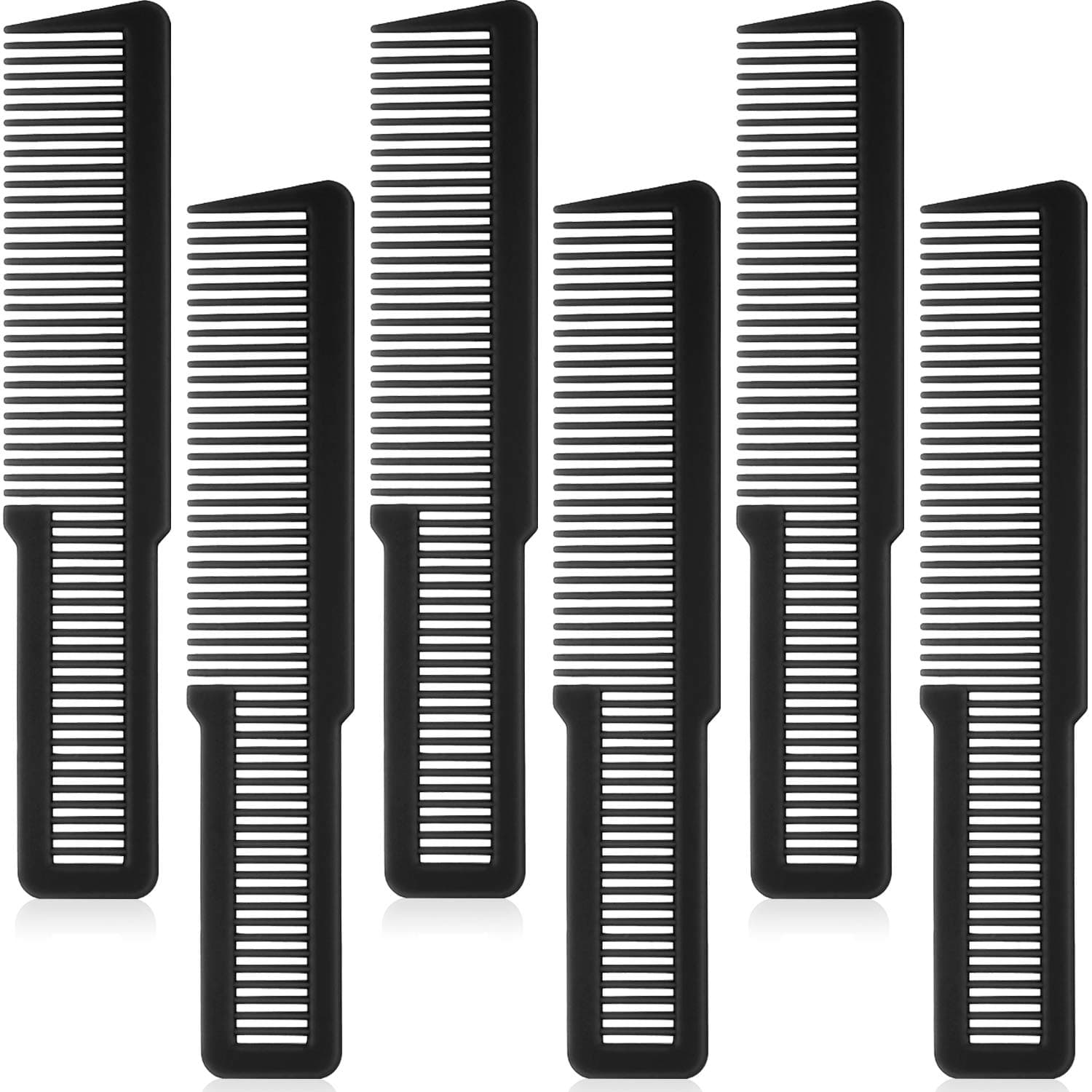 Patelai 6 Pieces Clipper Barber Comb Professional Flat Top Combs for Stylists and Barbers(Black)