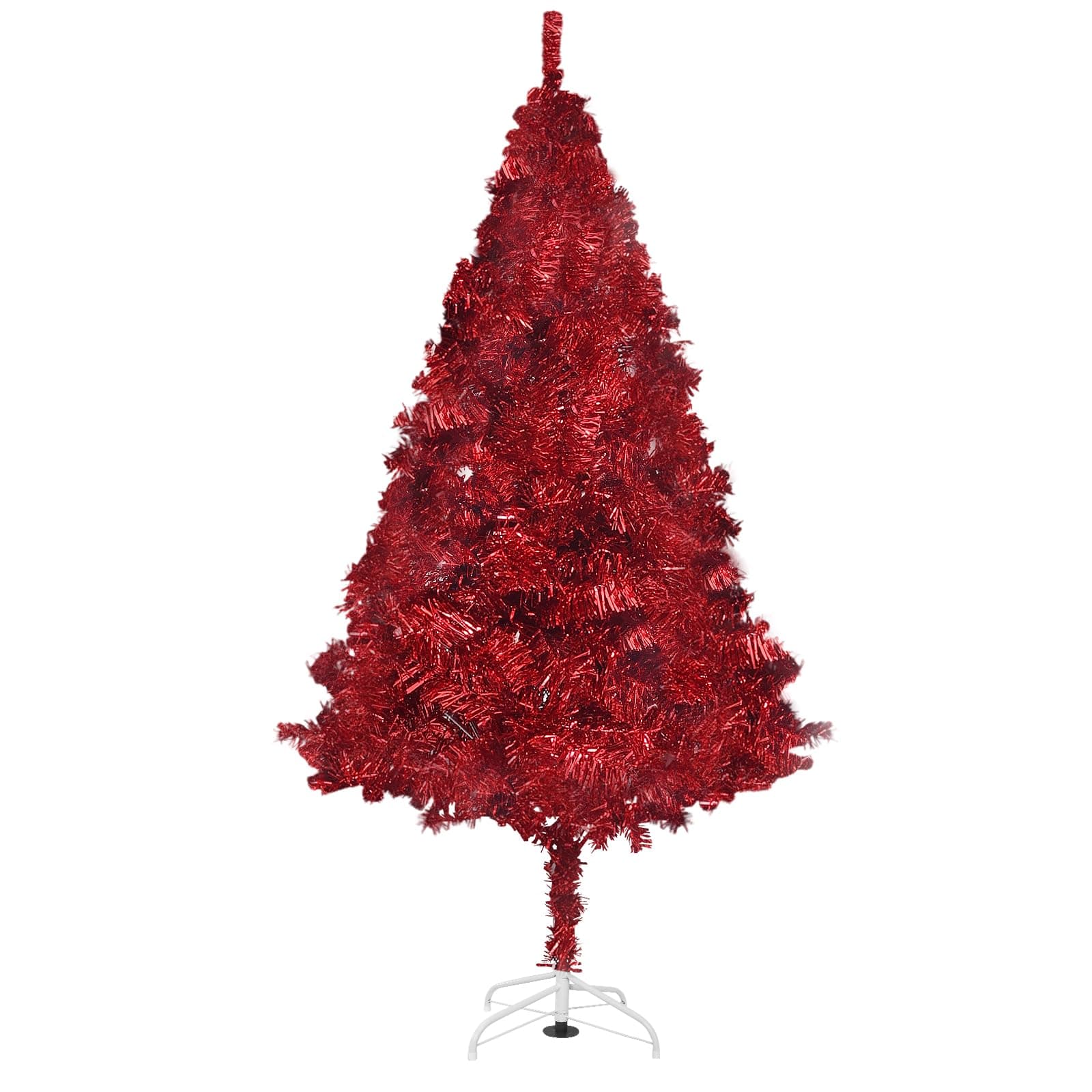 Arthas 6' Ft Tinsel Red Christmas Tree for Home Office Party Decor Xmas Holiday Seasonal Sparking Gorgeous Folding Artificial Christmas Tree Indoor and Outdoor (Red)
