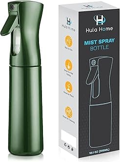 Hula Home Continuous Spray Bottle (10.1oz/300ml) Empty f falkiya Fine Plastic Water Mist Sprayer – For Hairstyling, Cleaning, Salons, Plants, Essential Oil Scents & More (Green)